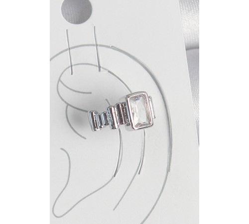 Pirinç Gümüş Renk Kare Zirkon Taşlı Kadın Kıkırdak Model Küpe