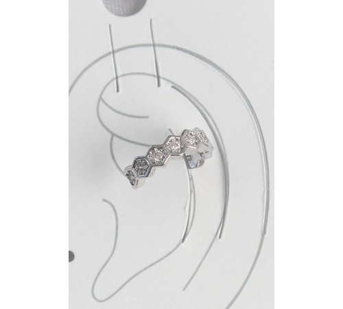 Pirinç Gümüş Renk Bal Peteği Model Zirkon Taşlı Kadın Kıkırdak Küpe