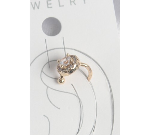 Pirinç Gold Renk Zirkon Taşlı Kadın Kıkırdak Küpe