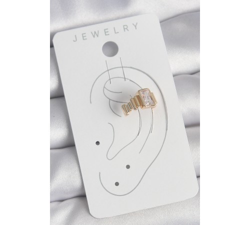 Pirinç Gold Renk Kare Zirkon Taşlı Kadın Kıkırdak Küpe