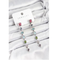 Pirinç Renkli Zirkon Taşlı Sallantılı Model Gümüş Renk Kadın Küpe