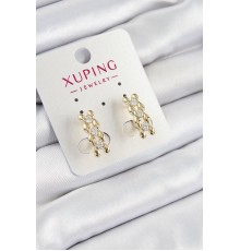 Xuping Zirkon Taşlı Sıralı Damla Model Gold Renk Kadın Küpe