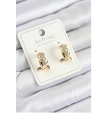 Xuping Zirkon Taşlı Geometrik Desenli Halka Model Gold Renk Kadın Küpe
