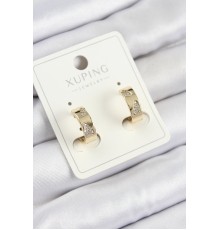 Xuping Zirkon Taşlı Desenli Halka Model Gold Renk Kadın Küpe
