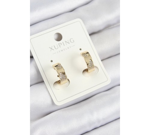 Xuping Zirkon Taşlı Desenli Halka Model Gold Renk Kadın Küpe