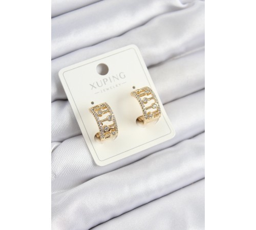 Xuping Zirkon Taşlı Çit Halka Model Gold Renk Kadın Küpe