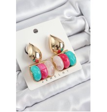 Pirinç Karışık Renk Vintage Model Kadın Küpe