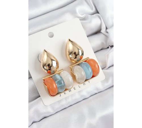 Pirinç Karışık Renk Vintage Model Kadın Küpe