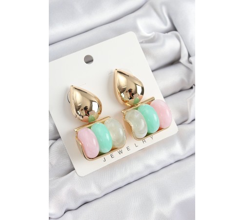 Pirinç Karışık Renk Vintage Model Kadın Küpe