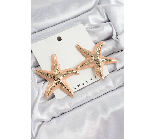 Pirinç Krem Deniz Yıldızı Model Vintage Kadın Küpe