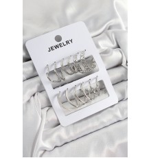 Pirinç Karışık Halka Model Gümüş Renk 6 Çift Kadın Küpe Set