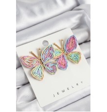 Pirinç Rainbow Kelebek Model Gold Renk Kadın Hasır Küpe