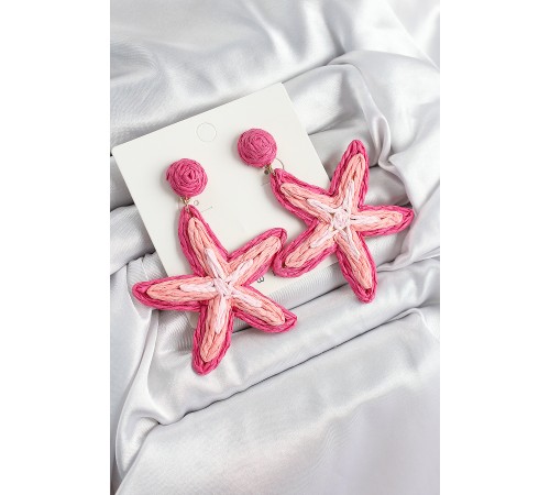 Pirinç Pembe Deniz Yıldızı Model Gold Renk Kadın Hasır Küpe