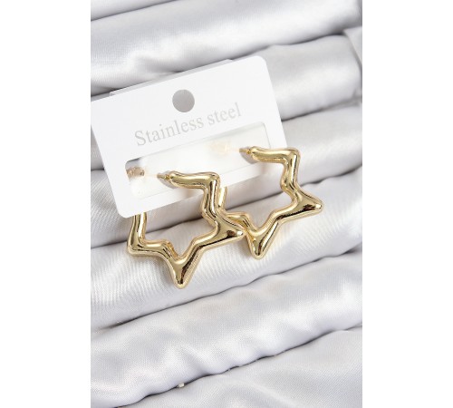 Pirinç Yıldız Model Gold Renk Kadın Küpe