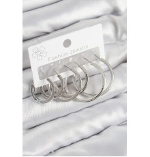 Pirinç Halka Model Gümüş Renk Kadın Set Küpe