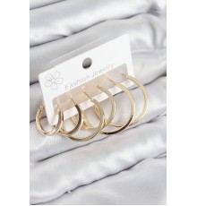 Pirinç Halka Model Gold Renk Kadın Set Küpe