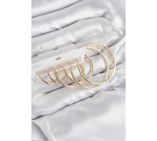 Pirinç Halka Model Gold Renk Kadın Set Küpe