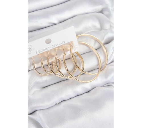 Pirinç Halka Model Gold Renk Kadın Set Küpe