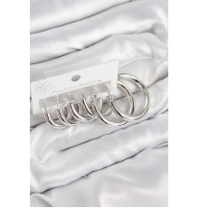 Pirinç Halka Model Gümüş Renk Kadın Set Küpe