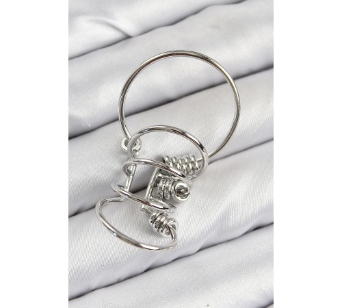 Pirinç Halkalı Model Gümüş Renk Kıkırdak Küpe