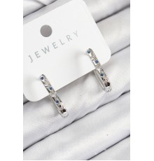 Pirinç Zirkon Taşlı Çiçek Desenli Model Gümüş Renk Kadın Küpe