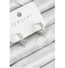 Pirinç Zirkon Taşlı Yıldız Model Gümüş Renk Kadın Küpe