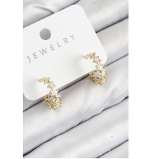 Pirinç Zirkon Taşlı Yıldız Model Gold Renk Kadın Küpe