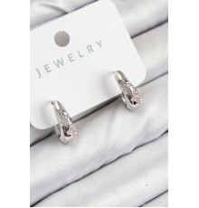 Pirinç Zirkon Taş Desenli Model Gümüş Renk Kadın Küpe