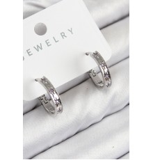 Pirinç Zirkon Taşlı Halka Model Gümüş Renk Kadın Küpe