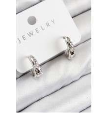 Pirinç Zirkon Taşlı Halka Model Gümüş Renk Kadın Küpe