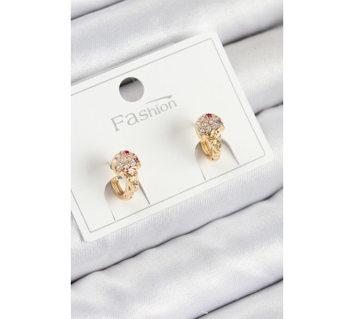 Pirinç Zirkon Taşlı Dondurma Model Gold Renk Çocuk Küpe