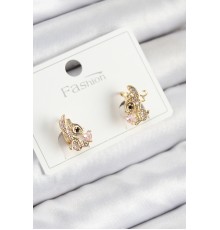 Pirinç Zirkon Taşlı Ceylan Model Gold Renk Çocuk Küpe