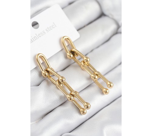 316L Çelik Sallantılı Tifany Model Gold Renk Kadın Küpe