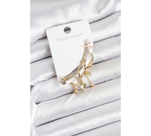 Pirinç Gold Renk Set Küpe