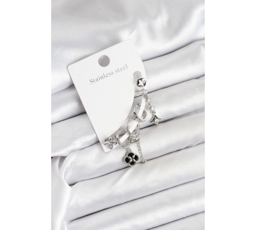 Pirinç Gümüş Renk Kadın Set Küpe