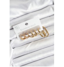 316L Çelik Gold Renk Kadın Küpe Seti