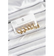 316L Çelik Gold Renk Kadın Küpe Seti