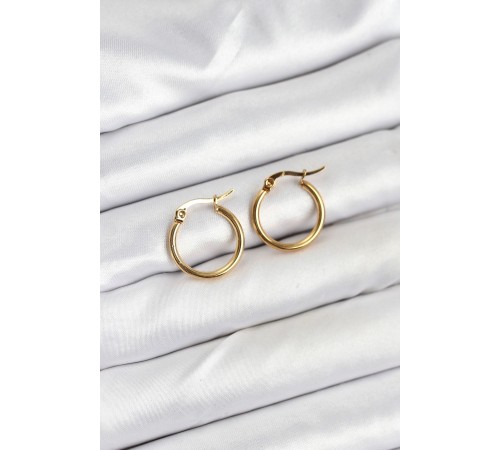 316L Çelik Gold Renk 15 mm Halka Kadın Küpe