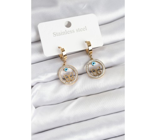 316L Çelik Halka Kelebek Kadın Küpe