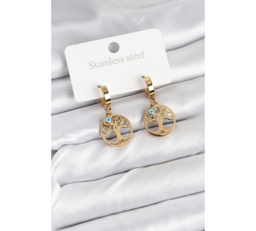 316L Çelik Yaşam Ağacı Model Kadın Küpe