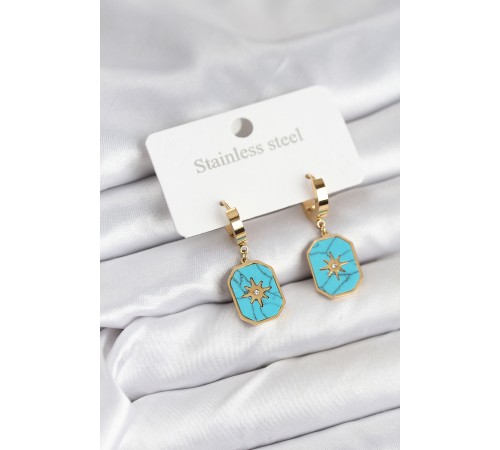 316L Çelik Gold Renk Kutup Yıldızı Model Kadın Küpe