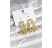 Pirinç Gold Renk Sallantılı Kadın Küpe