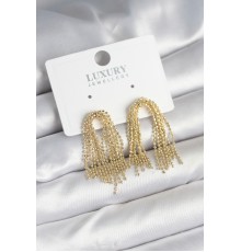 Pirinç Gold Renk Sallantılı Kadın Küpe