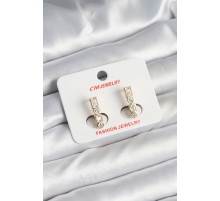 Pirinç Gold Renk Zirkon Taşlı Vintage Kadın Küpe