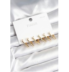 Yıldız Model Gold Renk 925 Ayar Gümüş Çivili Kadın Küpe Seti