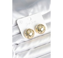 Pirinç Gold Renk Zirkon Taşlı Kadın Küpe