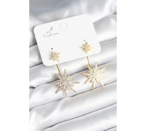 Kutup Yıldızı Model Zirkon Taşlı Pirinç Kadın Küpe