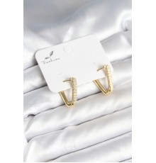 Üçgen Model Zirkon Taşlı Kadın Küpe