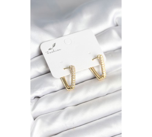 Üçgen Model Zirkon Taşlı Kadın Küpe