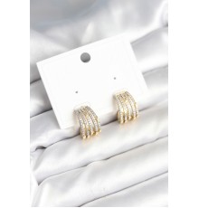 Kaburga Model Zirkon Taşlı Pirinç Kadın Küpe